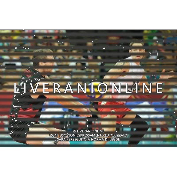 13.09.2014 - Katowice , Spodek , siatkowka , Mistrzostwa Swiata 2014 , grupa F Brazylia (niebieskie) - Kanada (biale) , FIVB Men\'s World Championship , pool F Brazil (blue) - Canada (white) N/Z Daniel Lewis , Frederic Winters Fot. Karol Bartnik / MPAimages.com / NEWSPIX.PL --- Newspix.pl AG ALDO LIVERANI SAS ONLY ITALY *** Local Caption *** www.newspix.pl mail us: info@newspix.pl call us: 0048 022 23 22 222 --- Polish Picture Agency by Ringier Axel Springer Poland