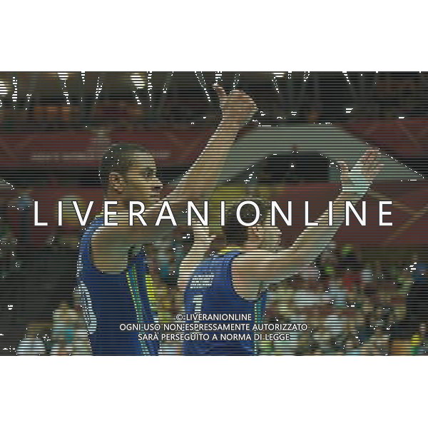 13.09.2014 - Katowice , Spodek , siatkowka , Mistrzostwa Swiata 2014 , grupa F Brazylia (niebieskie) - Kanada (biale) , FIVB Men\'s World Championship , pool F Brazil (blue) - Canada (white) N/Z Ricardo Lucarelli Santos , Bruno Mossa Rezende Fot. Karol Bartnik / MPAimages.com / NEWSPIX.PL --- Newspix.pl AG ALDO LIVERANI SAS ONLY ITALY *** Local Caption *** www.newspix.pl mail us: info@newspix.pl call us: 0048 022 23 22 222 --- Polish Picture Agency by Ringier Axel Springer Poland