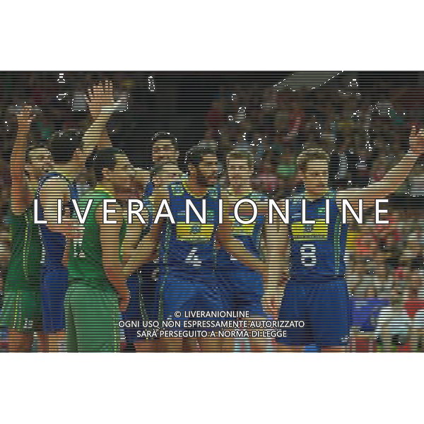 13.09.2014 - Katowice , Spodek , siatkowka , Mistrzostwa Swiata 2014 , grupa F Brazylia (niebieskie) - Kanada (biale) , FIVB Men\'s World Championship , pool F Brazil (blue) - Canada (white) N/Z Brazylia Fot. Karol Bartnik / MPAimages.com / NEWSPIX.PL --- Newspix.pl AG ALDO LIVERANI SAS ONLY ITALY *** Local Caption *** www.newspix.pl mail us: info@newspix.pl call us: 0048 022 23 22 222 --- Polish Picture Agency by Ringier Axel Springer Poland