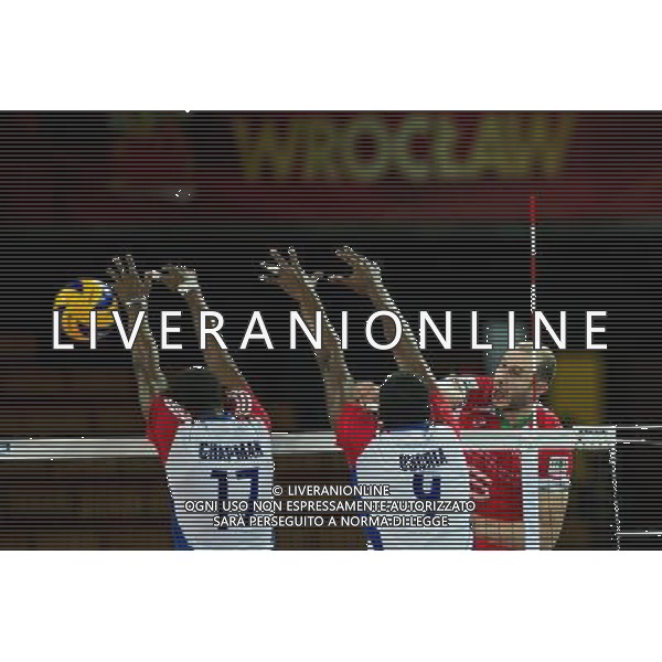 Polska Wroclaw 13 09 2014 Hala Stulecia ul. Wystawowa 1 Druga faza grupy F FIVB Mistrzostwa Swiata w pilce siatkowej mezczyzn Polska 2014 mecz pomiedzy Kuba vs Bulgaria Na zdjeciu: Felix Emilio Chapman Pineiro cuba #17 Livan Osoria Rodriguez cuba #9 Danail Milushev bulgaria #6 Fot: Sebastian Borowski / Newspix.pl Poland Wroclaw 13.09.2014 Century Hall st. Wystawowa 1 Second phase of group F FIVB World Championships in mens volleyball Poland 2014 game between Cuba vs Bulgaria On the picture: Felix Emilio Chapman Pineiro cuba #17 Livan Osoria Rodriguez cuba #9 Danail Milushev bulgaria #6 Photo: Sebastian Borowski / Newspix.pl --- Newspix.pl AG ALDO LIVERANI SAS ONLY ITALY *** Local Caption *** www.newspix.pl mail us: info@newspix.pl call us: 0048 022 23 22 222 --- Polish Picture Agency by Ringier Axel Springer Poland