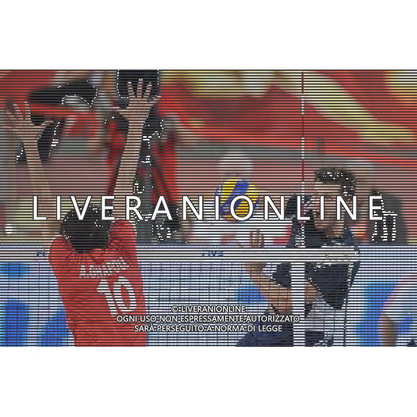 13.09.2014 - Lodz , Atlas Arena , siatkowka , Mistrzostwa Swiata 2014 , grupa E Polska (granatowe) - Iran (czerwone) , FIVB Men\'s World Championship , pool E Poland (navy) - Iran (red) N/Z Amir Ghafour , Michal Winiarski Fot. Mariusz Palczynski / MPAimages.com / NEWSPIX.PL --- Newspix.pl AG ALDO LIVERANI SAS ONLY ITALY *** Local Caption *** www.newspix.pl mail us: info@newspix.pl call us: 0048 022 23 22 222 --- Polish Picture Agency by Ringier Axel Springer Poland