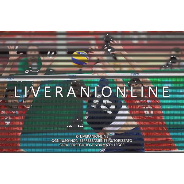 13.09.2014 - Lodz , Atlas Arena , siatkowka , Mistrzostwa Swiata 2014 , grupa E Polska (granatowe) - Iran (czerwone) , FIVB Men\'s World Championship , pool E Poland (navy) - Iran (red) N/Z Adel Gholami , Michal Kubiak , Amir Ghafour Fot. Mariusz Palczynski / MPAimages.com / NEWSPIX.PL --- Newspix.pl AG ALDO LIVERANI SAS ONLY ITALY *** Local Caption *** www.newspix.pl mail us: info@newspix.pl call us: 0048 022 23 22 222 --- Polish Picture Agency by Ringier Axel Springer Poland