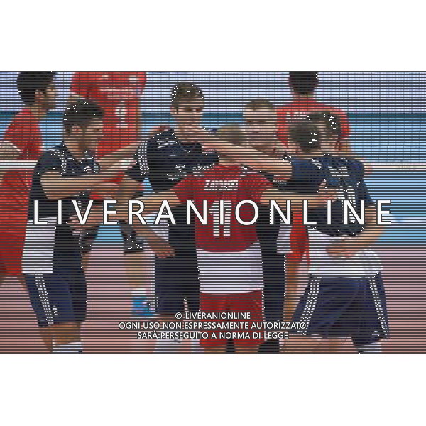 13.09.2014 - Lodz , Atlas Arena , siatkowka , Mistrzostwa Swiata 2014 , grupa E Polska (granatowe) - Iran (czerwone) , FIVB Men\'s World Championship , pool E Poland (navy) - Iran (red) N/Z Michal Winiarski , Karol Klos , Pawel Zatorski , Pawel Zagumny , Mariusz Wlazly , Michal Kubiak Fot. Mariusz Palczynski / MPAimages.com / NEWSPIX.PL --- Newspix.pl AG ALDO LIVERANI SAS ONLY ITALY *** Local Caption *** www.newspix.pl mail us: info@newspix.pl call us: 0048 022 23 22 222 --- Polish Picture Agency by Ringier Axel Springer Poland