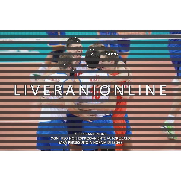 13.09.2014 - Lodz , Atlas Arena , siatkowka , Mistrzostwa Swiata 2014 , grupa E Serbia (biale) - Francja (granatowe) , FIVB Men\'s World Championship , pool E Serbia (white) - France (navy) N/Z Reprezentacja Serbii Fot. Mariusz Palczynski / MPAimages.com / NEWSPIX.PL --- Newspix.pl AG ALDO LIVERANI SAS ONLY ITALY *** Local Caption *** www.newspix.pl mail us: info@newspix.pl call us: 0048 022 23 22 222 --- Polish Picture Agency by Ringier Axel Springer Poland