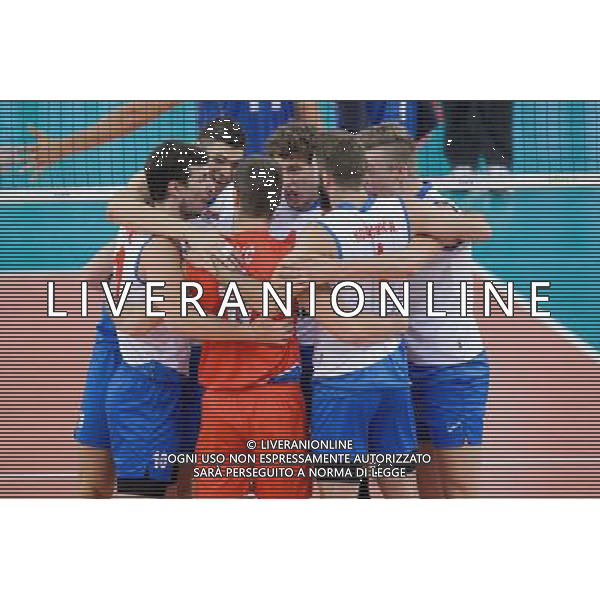 13.09.2014 - Lodz , Atlas Arena , siatkowka , Mistrzostwa Swiata 2014 , grupa E Serbia (biale) - Francja (granatowe) , FIVB Men\'s World Championship , pool E Serbia (white) - France (navy) N/Z Reprezentacja Serbii Fot. Mariusz Palczynski / MPAimages.com / NEWSPIX.PL --- Newspix.pl AG ALDO LIVERANI SAS ONLY ITALY *** Local Caption *** www.newspix.pl mail us: info@newspix.pl call us: 0048 022 23 22 222 --- Polish Picture Agency by Ringier Axel Springer Poland