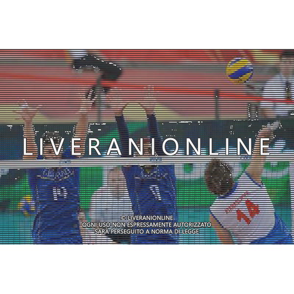 13.09.2014 - Lodz , Atlas Arena , siatkowka , Mistrzostwa Swiata 2014 , grupa E Serbia (biale) - Francja (granatowe) , FIVB Men\'s World Championship , pool E Serbia (white) - France (navy) N/Z Nicolas Le Goff , Earvin Ngapeth , Aleksandar Atanasijevic Fot. Mariusz Palczynski / MPAimages.com / NEWSPIX.PL --- Newspix.pl AG ALDO LIVERANI SAS ONLY ITALY *** Local Caption *** www.newspix.pl mail us: info@newspix.pl call us: 0048 022 23 22 222 --- Polish Picture Agency by Ringier Axel Springer Poland