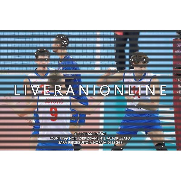 13.09.2014 - Lodz , Atlas Arena , siatkowka , Mistrzostwa Swiata 2014 , grupa E Serbia (biale) - Francja (granatowe) , FIVB Men\'s World Championship , pool E Serbia (white) - France (navy) N/Z Srecko Lisinac , Nikola Jovovic , Aleksandar Atanasijevic Fot. Mariusz Palczynski / MPAimages.com / NEWSPIX.PL --- Newspix.pl AG ALDO LIVERANI SAS ONLY ITALY *** Local Caption *** www.newspix.pl mail us: info@newspix.pl call us: 0048 022 23 22 222 --- Polish Picture Agency by Ringier Axel Springer Poland