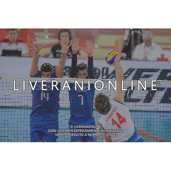 13.09.2014 - Lodz , Atlas Arena , siatkowka , Mistrzostwa Swiata 2014 , grupa E Serbia (biale) - Francja (granatowe) , FIVB Men\'s World Championship , pool E Serbia (white) - France (navy) N/Z Nicolas Le Goff , Kevin Tillie , Aleksandar Atanasijevic Fot. Mariusz Palczynski / MPAimages.com / NEWSPIX.PL --- Newspix.pl AG ALDO LIVERANI SAS ONLY ITALY *** Local Caption *** www.newspix.pl mail us: info@newspix.pl call us: 0048 022 23 22 222 --- Polish Picture Agency by Ringier Axel Springer Poland