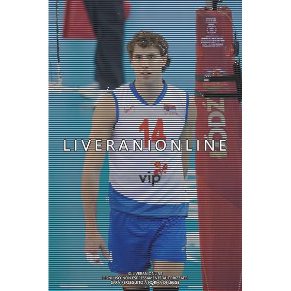 13.09.2014 - Lodz , Atlas Arena , siatkowka , Mistrzostwa Swiata 2014 , grupa E Serbia (biale) - Francja (granatowe) , FIVB Men\'s World Championship , pool E Serbia (white) - France (navy) N/Z Aleksandar Atanasijevic Fot. Mariusz Palczynski / MPAimages.com / NEWSPIX.PL --- Newspix.pl AG ALDO LIVERANI SAS ONLY ITALY *** Local Caption *** www.newspix.pl mail us: info@newspix.pl call us: 0048 022 23 22 222 --- Polish Picture Agency by Ringier Axel Springer Poland