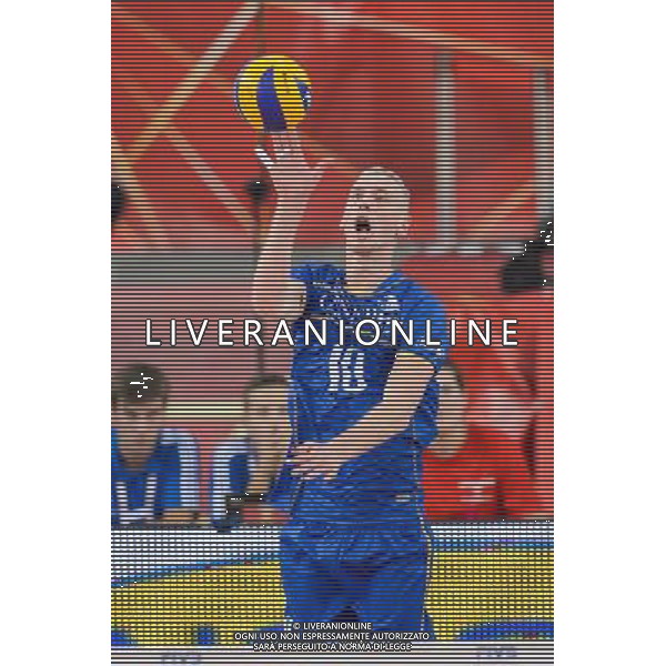 13.09.2014 - Lodz , Atlas Arena , siatkowka , Mistrzostwa Swiata 2014 , grupa E Serbia (biale) - Francja (granatowe) , FIVB Men\'s World Championship , pool E Serbia (white) - France (navy) N/Z Kevin Le Roux Fot. Mariusz Palczynski / MPAimages.com / NEWSPIX.PL --- Newspix.pl AG ALDO LIVERANI SAS ONLY ITALY *** Local Caption *** www.newspix.pl mail us: info@newspix.pl call us: 0048 022 23 22 222 --- Polish Picture Agency by Ringier Axel Springer Poland