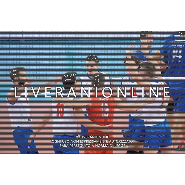 13.09.2014 - Lodz , Atlas Arena , siatkowka , Mistrzostwa Swiata 2014 , grupa E Serbia (biale) - Francja (granatowe) , FIVB Men\'s World Championship , pool E Serbia (white) - France (navy) N/Z Reprezentacja Serbii Fot. Mariusz Palczynski / MPAimages.com / NEWSPIX.PL --- Newspix.pl AG ALDO LIVERANI SAS ONLY ITALY *** Local Caption *** www.newspix.pl mail us: info@newspix.pl call us: 0048 022 23 22 222 --- Polish Picture Agency by Ringier Axel Springer Poland