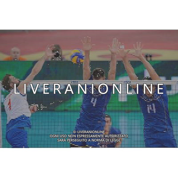 13.09.2014 - Lodz , Atlas Arena , siatkowka , Mistrzostwa Swiata 2014 , grupa E Serbia (biale) - Francja (granatowe) , FIVB Men\'s World Championship , pool E Serbia (white) - France (navy) N/Z Nikola Kovacevic , Antonin Rouzier , Nicolas Le Goff Fot. Mariusz Palczynski / MPAimages.com / NEWSPIX.PL --- Newspix.pl AG ALDO LIVERANI SAS ONLY ITALY *** Local Caption *** www.newspix.pl mail us: info@newspix.pl call us: 0048 022 23 22 222 --- Polish Picture Agency by Ringier Axel Springer Poland