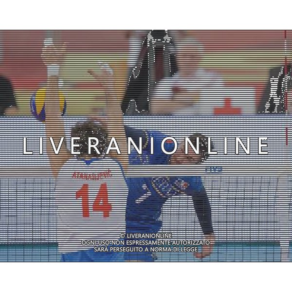 13.09.2014 - Lodz , Atlas Arena , siatkowka , Mistrzostwa Swiata 2014 , grupa E Serbia (biale) - Francja (granatowe) , FIVB Men\'s World Championship , pool E Serbia (white) - France (navy) N/Z Aleksandar Atanasijevic , Kevin Tillie Fot. Mariusz Palczynski / MPAimages.com / NEWSPIX.PL --- Newspix.pl AG ALDO LIVERANI SAS ONLY ITALY *** Local Caption *** www.newspix.pl mail us: info@newspix.pl call us: 0048 022 23 22 222 --- Polish Picture Agency by Ringier Axel Springer Poland