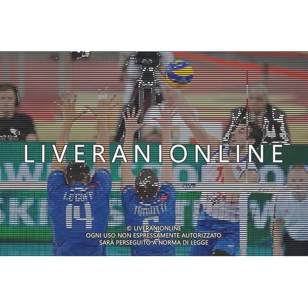 13.09.2014 - Lodz , Atlas Arena , siatkowka , Mistrzostwa Swiata 2014 , grupa E Serbia (biale) - Francja (granatowe) , FIVB Men\'s World Championship , pool E Serbia (white) - France (navy) N/Z Nicolas Le Goff , Benjamin Toniutti , Milos Nikic Fot. Mariusz Palczynski / MPAimages.com / NEWSPIX.PL --- Newspix.pl AG ALDO LIVERANI SAS ONLY ITALY *** Local Caption *** www.newspix.pl mail us: info@newspix.pl call us: 0048 022 23 22 222 --- Polish Picture Agency by Ringier Axel Springer Poland