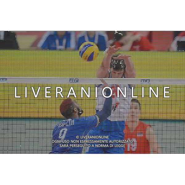 13.09.2014 - Lodz , Atlas Arena , siatkowka , Mistrzostwa Swiata 2014 , grupa E Serbia (biale) - Francja (granatowe) , FIVB Men\'s World Championship , pool E Serbia (white) - France (navy) N/Z Earvin Ngapeth , Srecko Lisinac Fot. Mariusz Palczynski / MPAimages.com / NEWSPIX.PL --- Newspix.pl AG ALDO LIVERANI SAS ONLY ITALY *** Local Caption *** www.newspix.pl mail us: info@newspix.pl call us: 0048 022 23 22 222 --- Polish Picture Agency by Ringier Axel Springer Poland