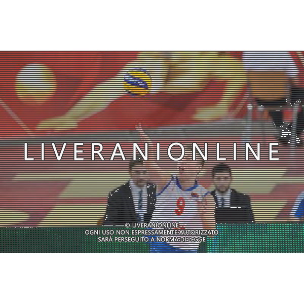 13.09.2014 - Lodz , Atlas Arena , siatkowka , Mistrzostwa Swiata 2014 , grupa E Serbia (biale) - Francja (granatowe) , FIVB Men\'s World Championship , pool E Serbia (white) - France (navy) N/Z Nikola Jovovic Fot. Mariusz Palczynski / MPAimages.com / NEWSPIX.PL --- Newspix.pl AG ALDO LIVERANI SAS ONLY ITALY *** Local Caption *** www.newspix.pl mail us: info@newspix.pl call us: 0048 022 23 22 222 --- Polish Picture Agency by Ringier Axel Springer Poland