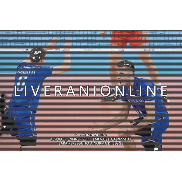 13.09.2014 - Lodz , Atlas Arena , siatkowka , Mistrzostwa Swiata 2014 , grupa E Serbia (biale) - Francja (granatowe) , FIVB Men\'s World Championship , pool E Serbia (white) - France (navy) N/Z Benjamin Toniutti , Antonin Rouzier Fot. Mariusz Palczynski / MPAimages.com / NEWSPIX.PL --- Newspix.pl AG ALDO LIVERANI SAS ONLY ITALY *** Local Caption *** www.newspix.pl mail us: info@newspix.pl call us: 0048 022 23 22 222 --- Polish Picture Agency by Ringier Axel Springer Poland