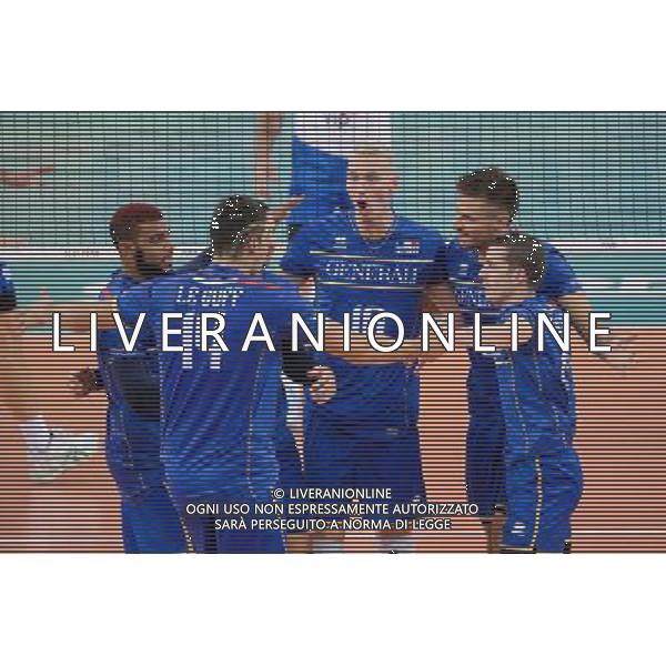 13.09.2014 - Lodz , Atlas Arena , siatkowka , Mistrzostwa Swiata 2014 , grupa E Serbia (biale) - Francja (granatowe) , FIVB Men\'s World Championship , pool E Serbia (white) - France (navy) N/Z Reprezentacja Francji Fot. Mariusz Palczynski / MPAimages.com / NEWSPIX.PL --- Newspix.pl AG ALDO LIVERANI SAS ONLY ITALY *** Local Caption *** www.newspix.pl mail us: info@newspix.pl call us: 0048 022 23 22 222 --- Polish Picture Agency by Ringier Axel Springer Poland
