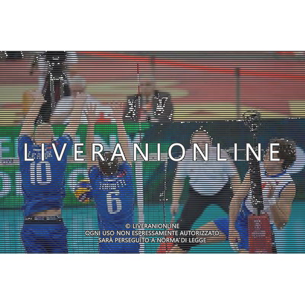 13.09.2014 - Lodz , Atlas Arena , siatkowka , Mistrzostwa Swiata 2014 , grupa E Serbia (biale) - Francja (granatowe) , FIVB Men\'s World Championship , pool E Serbia (white) - France (navy) N/Z Nicolas Le Goff , Benjamin Toniutti , Aleksandar Atanasijevic Fot. Mariusz Palczynski / MPAimages.com / NEWSPIX.PL --- Newspix.pl AG ALDO LIVERANI SAS ONLY ITALY *** Local Caption *** www.newspix.pl mail us: info@newspix.pl call us: 0048 022 23 22 222 --- Polish Picture Agency by Ringier Axel Springer Poland