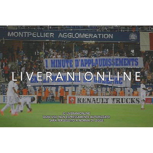 Supporters Montpellier - Banderole de soutien a Luzenac - 13.09.2014 - Montpellier / Lorient - 5eme journee de Ligue 1 Photo : Nicolas Guyonnet / Icon Sport ag aldo liverani sas only italy