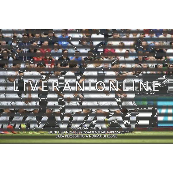 Joie Paris Saint Germain - Zlatan IBRAHIMOVIC / Marco VERRATTI / Thiago MOTTA / Zoumana CAMARA - 13.09.2014 - Rennes / Paris Saint Germain - 5eme journee de Ligue 1 Photo : Fred Porcu / Icon Sport AG ALDO LIVERANI SAS ONLY ITALY