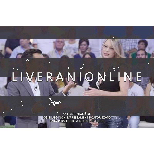 Milano corso Sempione studi RAI 14-09-2014 trasmissione Quelli che il calcio nella foto :Nicola Savino ,Anna Falchi A.Gazzaniga/Ag.Liverani 