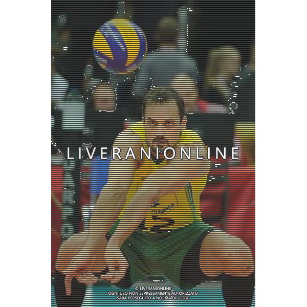 14.09.2014 - Katowice , Spodek , siatkowka , Mistrzostwa Swiata 2014 , grupa F Brazylia (zolte) - Rosja (czerwone) , FIVB Men\'s World Championship , pool F Brazil (yellow) - Russia (red) N/Z Silva Felipe Lourenco Fot. Karol Bartnik / MPAimages.com / NEWSPIX.PL --- Newspix.pl AG ALDO LIVERANI SAS ONLY ITALY *** Local Caption *** www.newspix.pl mail us: info@newspix.pl call us: 0048 022 23 22 222 --- Polish Picture Agency by Ringier Axel Springer Poland