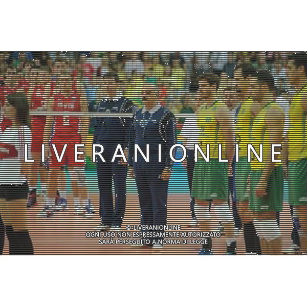 14.09.2014 - Katowice , Spodek , siatkowka , Mistrzostwa Swiata 2014 , grupa F Brazylia (zolte) - Rosja (czerwone) , FIVB Men\'s World Championship , pool F Brazil (yellow) - Russia (red) N/Z Rosja , Juraj Mokry , Nasr Shaaban , Brazylia Fot. Karol Bartnik / MPAimages.com / NEWSPIX.PL --- Newspix.pl AG ALDO LIVERANI SAS ONLY ITALY *** Local Caption *** www.newspix.pl mail us: info@newspix.pl call us: 0048 022 23 22 222 --- Polish Picture Agency by Ringier Axel Springer Poland