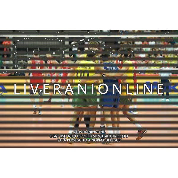 14.09.2014 - Katowice , Spodek , siatkowka , Mistrzostwa Swiata 2014 , grupa F Brazylia (zolte) - Rosja (czerwone) , FIVB Men\'s World Championship , pool F Brazil (yellow) - Russia (red) N/Z Brazylia Fot. Karol Bartnik / MPAimages.com / NEWSPIX.PL --- Newspix.pl AG ALDO LIVERANI SAS ONLY ITALY *** Local Caption *** www.newspix.pl mail us: info@newspix.pl call us: 0048 022 23 22 222 --- Polish Picture Agency by Ringier Axel Springer Poland
