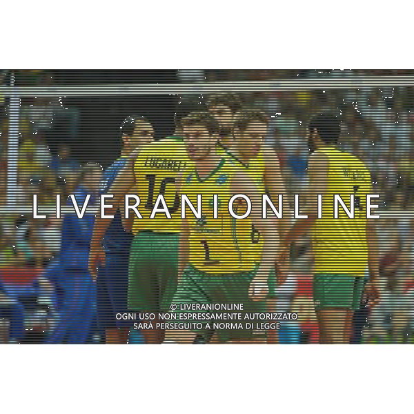 14.09.2014 - Katowice , Spodek , siatkowka , Mistrzostwa Swiata 2014 , grupa F Brazylia (zolte) - Rosja (czerwone) , FIVB Men\'s World Championship , pool F Brazil (yellow) - Russia (red) N/Z Bruno Mossa Rezende Fot. Karol Bartnik / MPAimages.com / NEWSPIX.PL --- Newspix.pl AG ALDO LIVERANI SAS ONLY ITALY *** Local Caption *** www.newspix.pl mail us: info@newspix.pl call us: 0048 022 23 22 222 --- Polish Picture Agency by Ringier Axel Springer Poland