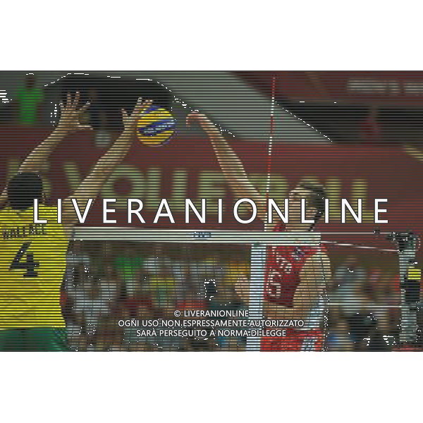 14.09.2014 - Katowice , Spodek , siatkowka , Mistrzostwa Swiata 2014 , grupa F Brazylia (zolte) - Rosja (czerwone) , FIVB Men\'s World Championship , pool F Brazil (yellow) - Russia (red) N/Z Wallace De Souza , Dmitriy Ilinykh Fot. Karol Bartnik / MPAimages.com / NEWSPIX.PL --- Newspix.pl AG ALDO LIVERANI SAS ONLY ITALY *** Local Caption *** www.newspix.pl mail us: info@newspix.pl call us: 0048 022 23 22 222 --- Polish Picture Agency by Ringier Axel Springer Poland