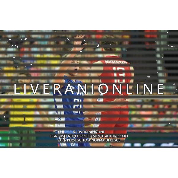 14.09.2014 - Katowice , Spodek , siatkowka , Mistrzostwa Swiata 2014 , grupa F Brazylia (zolte) - Rosja (czerwone) , FIVB Men\'s World Championship , pool F Brazil (yellow) - Russia (red) N/Z Valentin Golubev Fot. Karol Bartnik / MPAimages.com / NEWSPIX.PL --- Newspix.pl AG ALDO LIVERANI SAS ONLY ITALY *** Local Caption *** www.newspix.pl mail us: info@newspix.pl call us: 0048 022 23 22 222 --- Polish Picture Agency by Ringier Axel Springer Poland