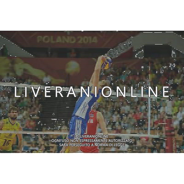 14.09.2014 - Katowice , Spodek , siatkowka , Mistrzostwa Swiata 2014 , grupa F Brazylia (zolte) - Rosja (czerwone) , FIVB Men\'s World Championship , pool F Brazil (yellow) - Russia (red) N/Z Valentin Golubev Fot. Karol Bartnik / MPAimages.com / NEWSPIX.PL --- Newspix.pl AG ALDO LIVERANI SAS ONLY ITALY *** Local Caption *** www.newspix.pl mail us: info@newspix.pl call us: 0048 022 23 22 222 --- Polish Picture Agency by Ringier Axel Springer Poland