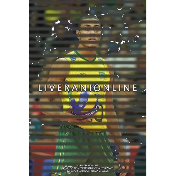 14.09.2014 - Katowice , Spodek , siatkowka , Mistrzostwa Swiata 2014 , grupa F Brazylia (zolte) - Rosja (czerwone) , FIVB Men\'s World Championship , pool F Brazil (yellow) - Russia (red) N/Z Ricardo Lucarelli Santos Fot. Karol Bartnik / MPAimages.com / NEWSPIX.PL --- Newspix.pl AG ALDO LIVERANI SAS ONLY ITALY *** Local Caption *** www.newspix.pl mail us: info@newspix.pl call us: 0048 022 23 22 222 --- Polish Picture Agency by Ringier Axel Springer Poland