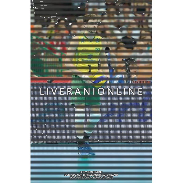 14.09.2014 - Katowice , Spodek , siatkowka , Mistrzostwa Swiata 2014 , grupa F Brazylia (zolte) - Rosja (czerwone) , FIVB Men\'s World Championship , pool F Brazil (yellow) - Russia (red) N/Z Bruno Mossa Rezende Fot. Karol Bartnik / MPAimages.com / NEWSPIX.PL --- Newspix.pl AG ALDO LIVERANI SAS ONLY ITALY *** Local Caption *** www.newspix.pl mail us: info@newspix.pl call us: 0048 022 23 22 222 --- Polish Picture Agency by Ringier Axel Springer Poland