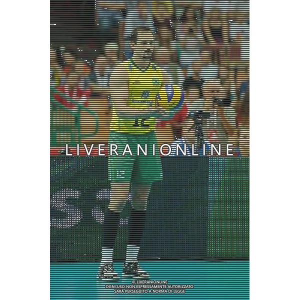 14.09.2014 - Katowice , Spodek , siatkowka , Mistrzostwa Swiata 2014 , grupa F Brazylia (zolte) - Rosja (czerwone) , FIVB Men\'s World Championship , pool F Brazil (yellow) - Russia (red) N/Z Luiz Felipe Marques Fonteles Fot. Karol Bartnik / MPAimages.com / NEWSPIX.PL --- Newspix.pl AG ALDO LIVERANI SAS ONLY ITALY *** Local Caption *** www.newspix.pl mail us: info@newspix.pl call us: 0048 022 23 22 222 --- Polish Picture Agency by Ringier Axel Springer Poland