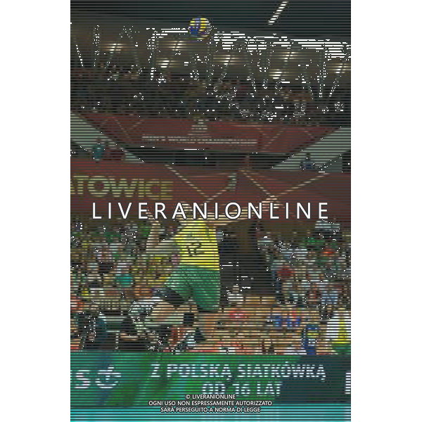 14.09.2014 - Katowice , Spodek , siatkowka , Mistrzostwa Swiata 2014 , grupa F Brazylia (zolte) - Rosja (czerwone) , FIVB Men\'s World Championship , pool F Brazil (yellow) - Russia (red) N/Z Luiz Felipe Marques Fonteles Fot. Karol Bartnik / MPAimages.com / NEWSPIX.PL --- Newspix.pl AG ALDO LIVERANI SAS ONLY ITALY *** Local Caption *** www.newspix.pl mail us: info@newspix.pl call us: 0048 022 23 22 222 --- Polish Picture Agency by Ringier Axel Springer Poland