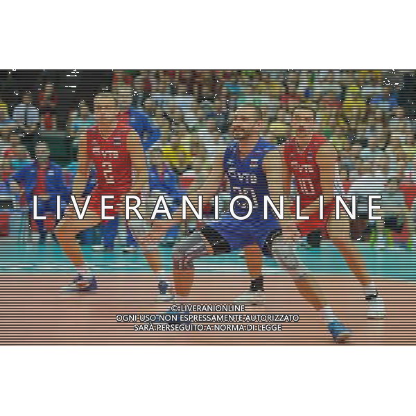 14.09.2014 - Katowice , Spodek , siatkowka , Mistrzostwa Swiata 2014 , grupa F Brazylia (zolte) - Rosja (czerwone) , FIVB Men\'s World Championship , pool F Brazil (yellow) - Russia (red) N/Z Sergey Makarov , Artem Ermakov , Sergey Savin Fot. Karol Bartnik / MPAimages.com / NEWSPIX.PL --- Newspix.pl AG ALDO LIVERANI SAS ONLY ITALY *** Local Caption *** www.newspix.pl mail us: info@newspix.pl call us: 0048 022 23 22 222 --- Polish Picture Agency by Ringier Axel Springer Poland
