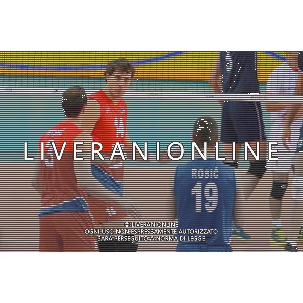 14.09.2014 - Lodz , Atlas Arena , siatkowka , Mistrzostwa Swiata 2014 , grupa E Serbia (czerwone) - Iran (czarne) , FIVB Men\'s World Championship , pool E Serbia (red) - Iran (black) N/Z Marko Ivovic , Aleksandar Atanasijevic , Nikola Rosic Fot. Mariusz Palczynski / MPAimages.com / NEWSPIX.PL --- Newspix.pl AG ALDO LIVERANI SAS ONLY ITALY *** Local Caption *** www.newspix.pl mail us: info@newspix.pl call us: 0048 022 23 22 222 --- Polish Picture Agency by Ringier Axel Springer Poland