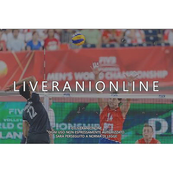 14.09.2014 - Lodz , Atlas Arena , siatkowka , Mistrzostwa Swiata 2014 , grupa E Serbia (czerwone) - Iran (czarne) , FIVB Men\'s World Championship , pool E Serbia (red) - Iran (black) N/Z Nojtaba Mirzajanpour , Aleksandar Atanasijevic Fot. Mariusz Palczynski / MPAimages.com / NEWSPIX.PL --- Newspix.pl AG ALDO LIVERANI SAS ONLY ITALY *** Local Caption *** www.newspix.pl mail us: info@newspix.pl call us: 0048 022 23 22 222 --- Polish Picture Agency by Ringier Axel Springer Poland