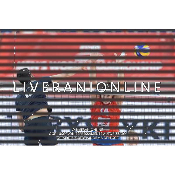 14.09.2014 - Lodz , Atlas Arena , siatkowka , Mistrzostwa Swiata 2014 , grupa E Serbia (czerwone) - Iran (czarne) , FIVB Men\'s World Championship , pool E Serbia (red) - Iran (black) N/Z Mojtaba Mirzajanpour , Aleksandar Atanasijevic Fot. Mariusz Palczynski / MPAimages.com / NEWSPIX.PL --- Newspix.pl AG ALDO LIVERANI SAS ONLY ITALY *** Local Caption *** www.newspix.pl mail us: info@newspix.pl call us: 0048 022 23 22 222 --- Polish Picture Agency by Ringier Axel Springer Poland