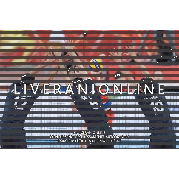 14.09.2014 - Lodz , Atlas Arena , siatkowka , Mistrzostwa Swiata 2014 , grupa E Serbia (czerwone) - Iran (czarne) , FIVB Men\'s World Championship , pool E Serbia (red) - Iran (black) N/Z Mojtaba Mirzajanpour , Mousavi Eraghi Seyed Mohammad , Uros Kovacevic , Amir Ghafour Fot. Mariusz Palczynski / MPAimages.com / NEWSPIX.PL --- Newspix.pl AG ALDO LIVERANI SAS ONLY ITALY *** Local Caption *** www.newspix.pl mail us: info@newspix.pl call us: 0048 022 23 22 222 --- Polish Picture Agency by Ringier Axel Springer Poland