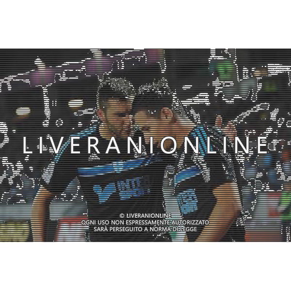 Joie Andre Pierre GIGNAC / Florian THAUVIN - 14.09.2014 - Evian Thonon / Marseille - 5eme journee de Ligue 1 Photo : Jean Paul Thomas / Icon Sport /Agenzia Aldo Liverani sas - ITALY ONLY - EDITORIAL USE ONLY