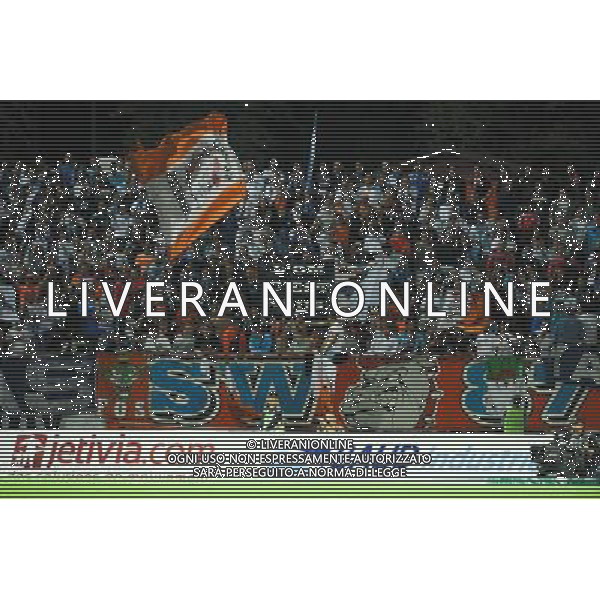 Supporters Marseille - 14.09.2014 - Evian Thonon / Marseille - 5eme journee de Ligue 1 Photo : Jean Paul Thomas / Icon Sport /Agenzia Aldo Liverani sas - ITALY ONLY - EDITORIAL USE ONLY