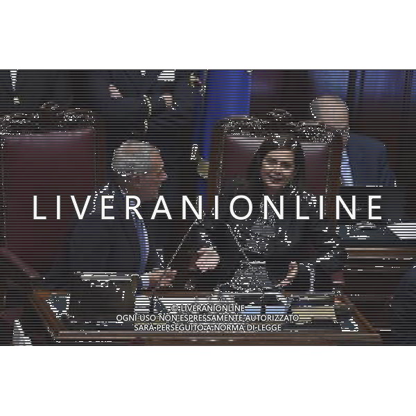 Seduta Comune per l\'Elezione del CSM alla Camera Roma 15 settembre 2014 nella foto Piero Grasso con Laura Boldrini ©Corradetti/Agenzia Aldo Liverani sas