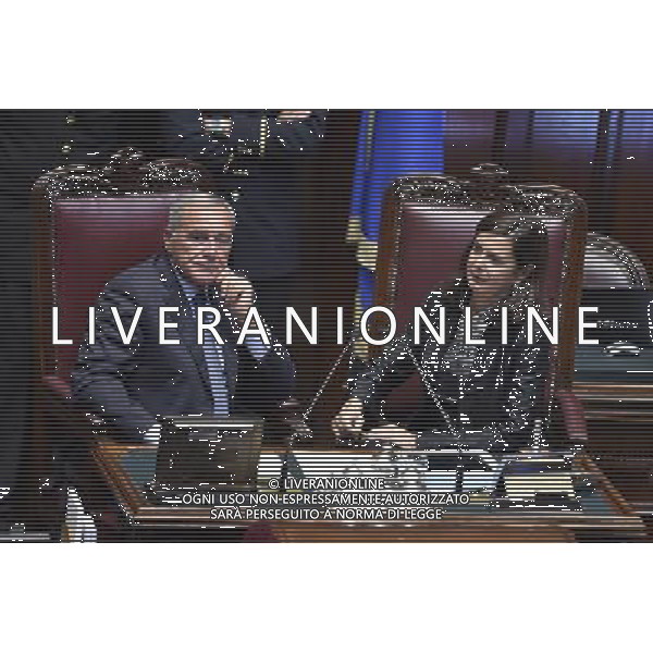 Seduta Comune per l\'Elezione del CSM alla Camera Roma 15 settembre 2014 nella foto Piero Grasso con Laura Boldrini ©Corradetti/Agenzia Aldo Liverani sas