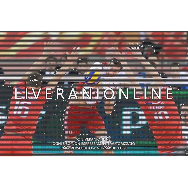 14.09.2014 - Lodz , Atlas Arena , siatkowka , Mistrzostwa Swiata 2014 , grupa E Polska (biale) - Francja (czerwone) , FIVB Men\'s World Championship , pool E Poland (white) - France (red) N/Z Nicolas Marechal , Michal Kubiak , Kevin Le Roux Fot. Mariusz Palczynski / MPAimages.com / NEWSPIX.PL --- Newspix.pl /Agenzia Aldo Liverani sas - ITALY ONLY - Polonia - Francia Campionati Mondiali Volley maschile FIVB pallavolo Polonia 2014 *** Local Caption *** www.newspix.pl mail us: info@newspix.pl call us: 0048 022 23 22 222 --- Polish Picture Agency by Ringier Axel Springer Poland