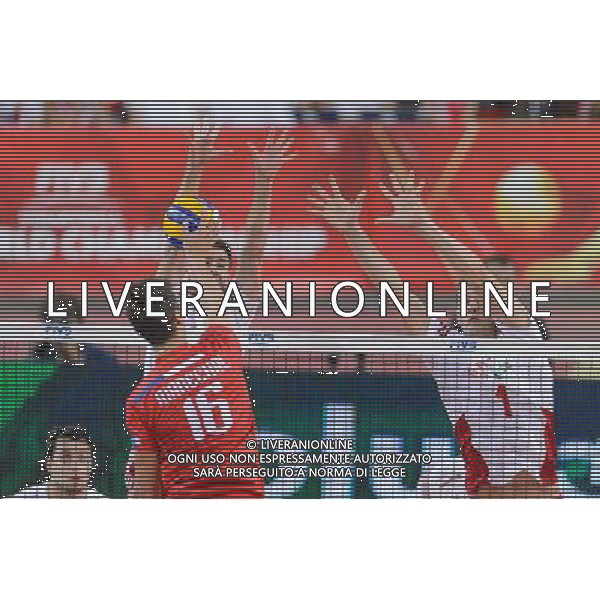 14.09.2014 - Lodz , Atlas Arena , siatkowka , Mistrzostwa Swiata 2014 , grupa E Polska (biale) - Francja (czerwone) , FIVB Men\'s World Championship , pool E Poland (white) - France (red) N/Z Nicolas Marechal , Mariusz Wlazly , Piotr Nowakowski Fot. Mariusz Palczynski / MPAimages.com / NEWSPIX.PL --- Newspix.pl /Agenzia Aldo Liverani sas - ITALY ONLY - Polonia - Francia Campionati Mondiali Volley maschile FIVB pallavolo Polonia 2014 *** Local Caption *** www.newspix.pl mail us: info@newspix.pl call us: 0048 022 23 22 222 --- Polish Picture Agency by Ringier Axel Springer Poland
