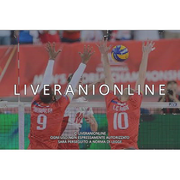14.09.2014 - Lodz , Atlas Arena , siatkowka , Mistrzostwa Swiata 2014 , grupa E Polska (biale) - Francja (czerwone) , FIVB Men\'s World Championship , pool E Poland (white) - France (red) N/Z Earvin Ngapeth , Mariusz Wlazly , Kevin Le Roux Fot. Mariusz Palczynski / MPAimages.com / NEWSPIX.PL --- Newspix.pl /Agenzia Aldo Liverani sas - ITALY ONLY - Polonia - Francia Campionati Mondiali Volley maschile FIVB pallavolo Polonia 2014 *** Local Caption *** www.newspix.pl mail us: info@newspix.pl call us: 0048 022 23 22 222 --- Polish Picture Agency by Ringier Axel Springer Poland