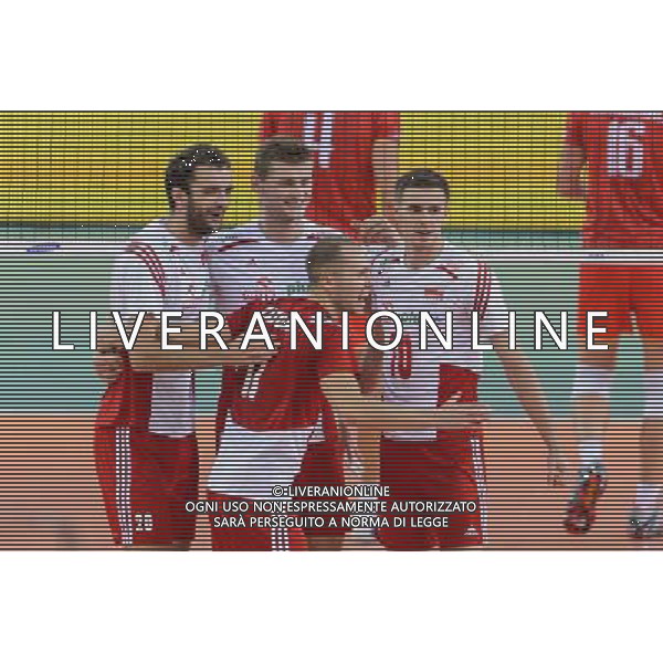 14.09.2014 - Lodz , Atlas Arena , siatkowka , Mistrzostwa Swiata 2014 , grupa E Polska (biale) - Francja (czerwone) , FIVB Men\'s World Championship , pool E Poland (white) - France (red) N/Z Mateusz Mika , Piotr Nowakowski , Pawel Zatorski , Mariusz Wlazly Fot. Mariusz Palczynski / MPAimages.com / NEWSPIX.PL --- Newspix.pl /Agenzia Aldo Liverani sas - ITALY ONLY - Polonia - Francia Campionati Mondiali Volley maschile FIVB pallavolo Polonia 2014 *** Local Caption *** www.newspix.pl mail us: info@newspix.pl call us: 0048 022 23 22 222 --- Polish Picture Agency by Ringier Axel Springer Poland